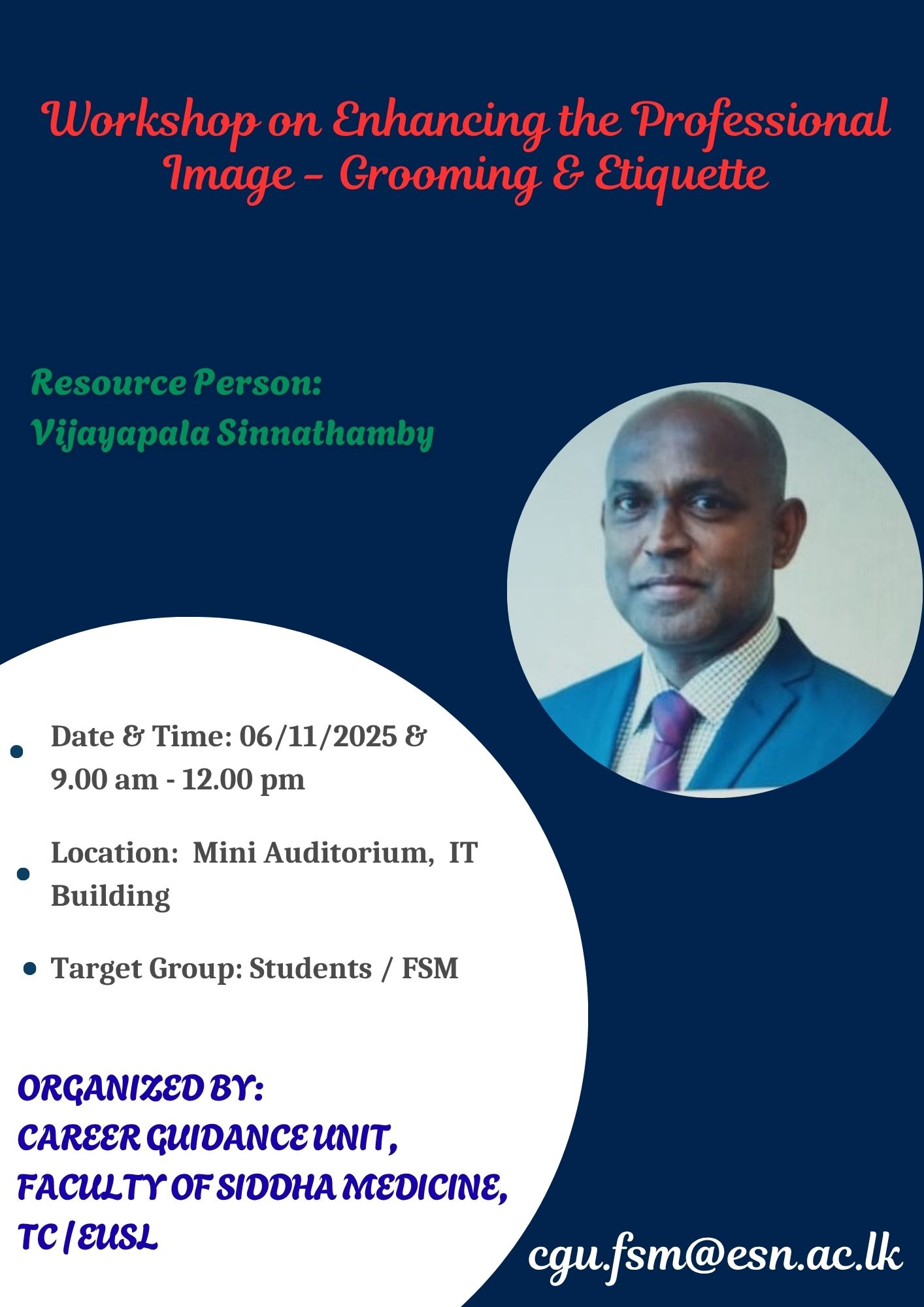 Resource Person:  Vijayapala Sinnathamby